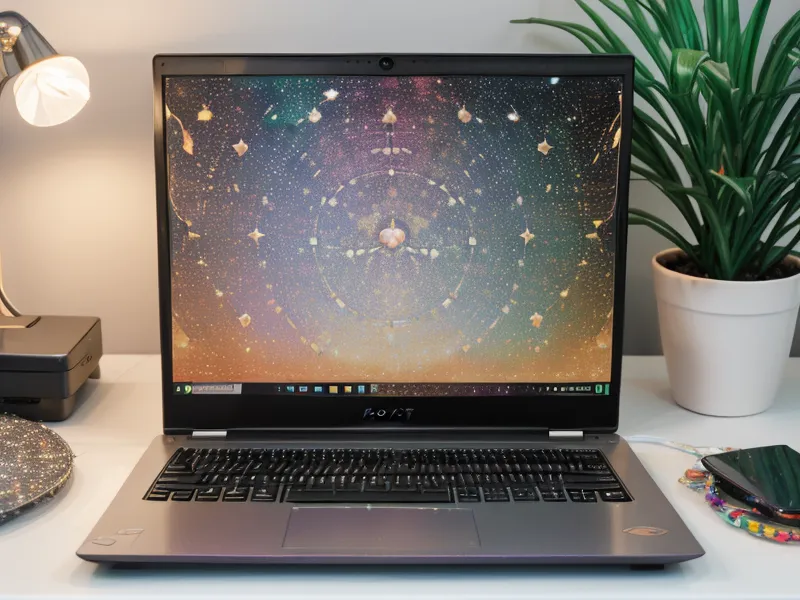 Seelenplan-Analyse am Laptop-Bildschirm neben einer Brille in ruhiger Abendatmosphäre