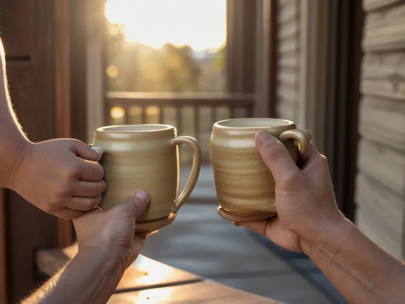 Zwei Kaffeetassen auf dem Balkon in Eimsbüttel während eines Gesprächs über Verpflichtungen als Manifestierende Generatorin und Projektor