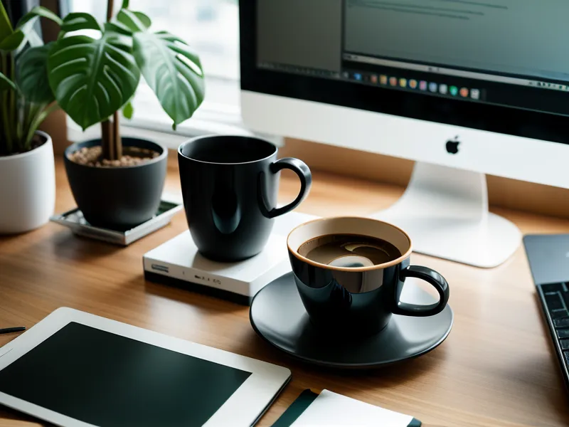 Zwei Laptops nebeneinander im Homeoffice: einer zeigt Design-Software, der andere Code – Human Design Typen zwischen UX-Designerin und IT-Consultant.