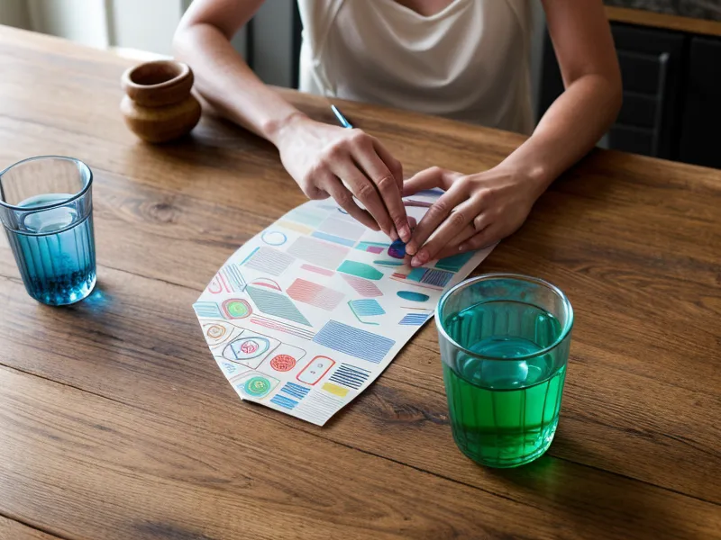 Nahaufnahme eines Human Design Partnerschaft-Charts auf einem Holztisch – Grundlage für unsere Partnerschaft Reading Erfahrung