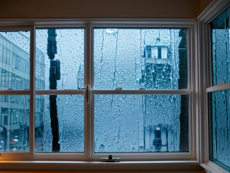 Blick aus einem Fenster in Eimsbüttel auf eine regnerische Straße bei Abendlicht, Sinnbild für die Verarbeitungspause eines Manifestierenden Generators im Streit