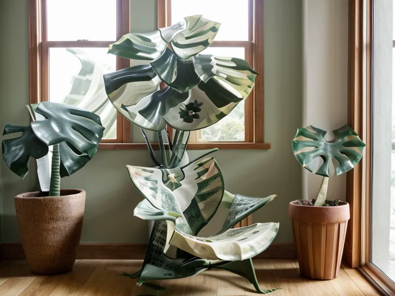 Alltag einer Manifestierenden Generatorin: große Monstera Pflanze in einem Hamburger Wohnzimmer neben einem Sessel